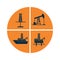 Set of graphic onshore and offshore drilling signs for oil and g