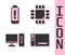 Set Graphic tablet, Battery charge level indicator, Computer monitor and Processor with microcircuits CPU icon. Vector.