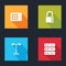 Set Graphic tablet, Safe combination lock, Street light and Server, Data, Web Hosting icon. Vector