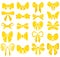 Set of graphical yellow bows. Vector sillouettes.