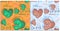 Set of graphics seamless pattern for Happy Valentine day. Color bright cartoon sad heart very upset and sick