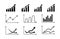 Set graphs icons.Growing and decreasing chart. Data statistics. Vector