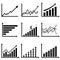 Set graphs vector, vertical graphs, horizontal, line and point graphs that are black and white