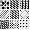 Set of grate seamless patterns with geometric figures, ornamental monochrome wavy tiles, infinite geometric surface textures with