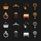 Set Grater, Frying pan, Toaster, Stopwatch, Water tap, Citrus fruit juicer and Cooking pot icon. Vector