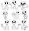 Set of gray aliens body language