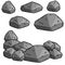 Set of gray cartoon granite stones