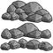 Set of gray cartoon granite stones of different shapes.