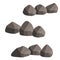 Set of gray granite stones of different shapes. Flat illustration. Minerals, boulder and cobble