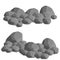 Set of gray granite stones of different shapes. Flat illustration. Minerals, boulder and cobble