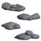 Set of gray granite stones of different shapes. Flat illustration. Minerals, boulder and cobble