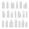 Set of gray silhouette illustration bottles, cans, container
