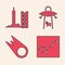 Set Great Bear constellation, Rocket launch from the spaceport, UFO abducts cow and Comet falling down fast icon. Vector