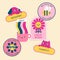 Set of great job and good job stickers Vector illustration.