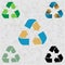 Set of green blue yellow recycle icons arrow. Vector illustration EPS 10. Isolated on white background