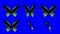 A set of Green Butterfly Wings Waving in Different Speed and Angles on a Blue Screen Background