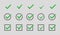 Set of green check mark isolated  icons. Vote symbol tick. Approved icon. Check mark icon set. Tick checkmark check list