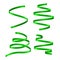 Set of green curling streamers on white background