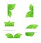 Set of green ecological labels with leaves