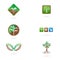 Set Green healthy nature agricultural logo.