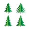 Set of Green Pines Trees. Vector Icon.