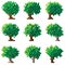 Set of green pixel tree.