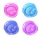 Set of green and purple glossy slimes. Cartoon vector illustration