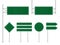 Set of green road traffic signs. Direction plate for street. Blank signboard, signage forhighway, information panel. Template road