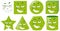 Set of green shaped expressions