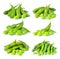 Set of green soybeans