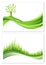Set of green tree and grass growth vector eco concept. Nature background. Collection abstract illustrations with copyspace.