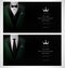 Set of green tuxedo business card templates with men`s suits and black tie