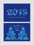 Set of Greeting cards. Happy New Year 2019. Merry Christmas. Blue background.