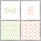 Set of greeting cards, invitations, template design. Hello Spring logo with swirl, flower, plant. The simple pattern of