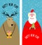 Set greeting Christmas cards. Santa Claus with Christmas tree ag