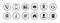 Set of grey contact icons with outer circle