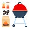 A set of grilling equipment flat isolated