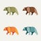 Set of grizzly bear simple low poly vector logo illustration design template. modern minimalist logo concept