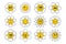 Set of groovy flowers emoticons. Retro groove design 70s style. Icons, stickers