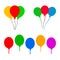 Set group colored helium fly balloons icon - vector