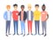 Set of a group of different men. Cartoon style characters of different races. Vector illustration caucasian, asian and african