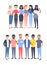 Set of a group of different men and women. Cartoon style characters of different races, gender. Vector illustration caucasian,