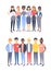 Set of a group of different men and women. Cartoon style characters of different races, gender. Vector illustration caucasian,