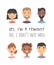 Set of a group of different people and text. Cartoon style characters of different races. Vector illustration caucasian, asian and