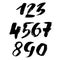 Set of grunge handdrawn numbers. Modern dry brush lettering. Vector illustration.