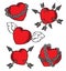 Set of grunge hearts in a Valentine`s day theme