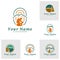 Set of Guinea pig with Mountain Logo Design Template. Mountain with guinea pig logo concept vector. Creative Icon Symbol