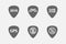 Set of guitar plectrums with technology related icons