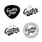 Set of guitar shop hand written lettering logos, emblems, badges.