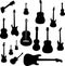 Set of guitar silhouettes